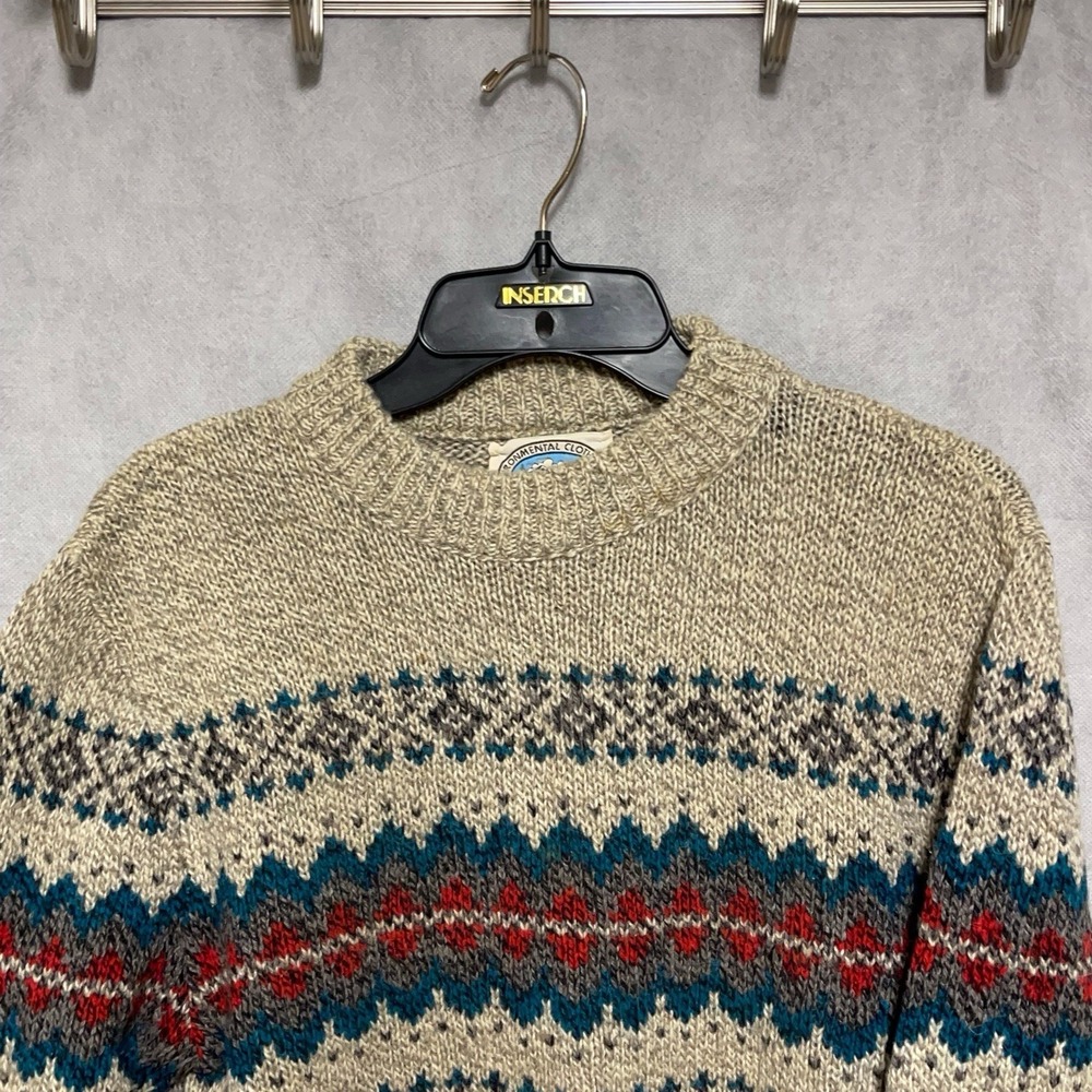 VTG Environmental Clothing Sweater Men M Heavy Wool Blnd Aztec Chunky Nordic USA